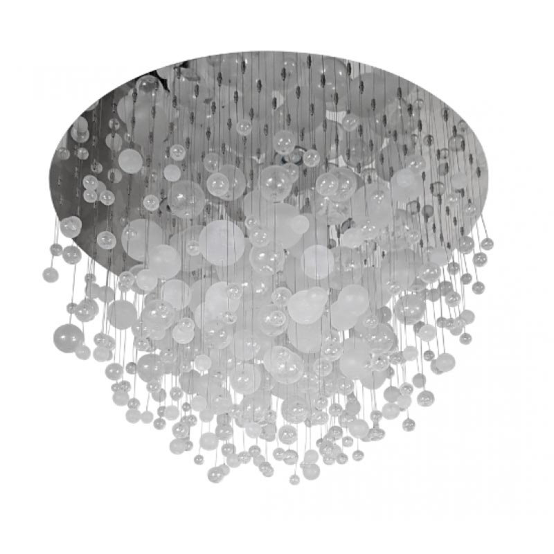 Lustre illusion d'intérieur Alan Mizrahi, Voilé givré, 42.5" Width x 42.5" Depth x 30" Height, Or français