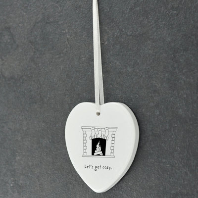Lets Get Cosy Heart Shaped Ceramic Ornament