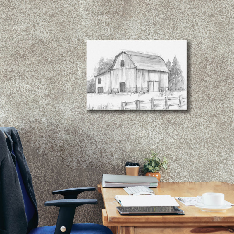 «Black and White Barn Study 2» par Ethan Harper, art mural sur toile, H 18 po x l 26 po