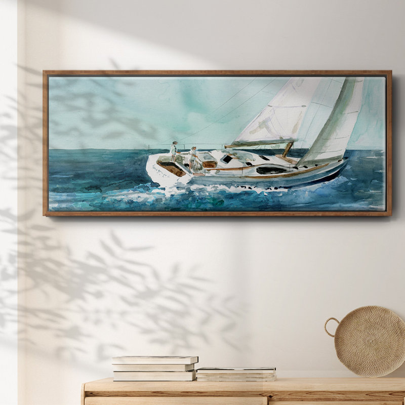 Delray Sail- Framed Canvas, 12" H x 30" W
