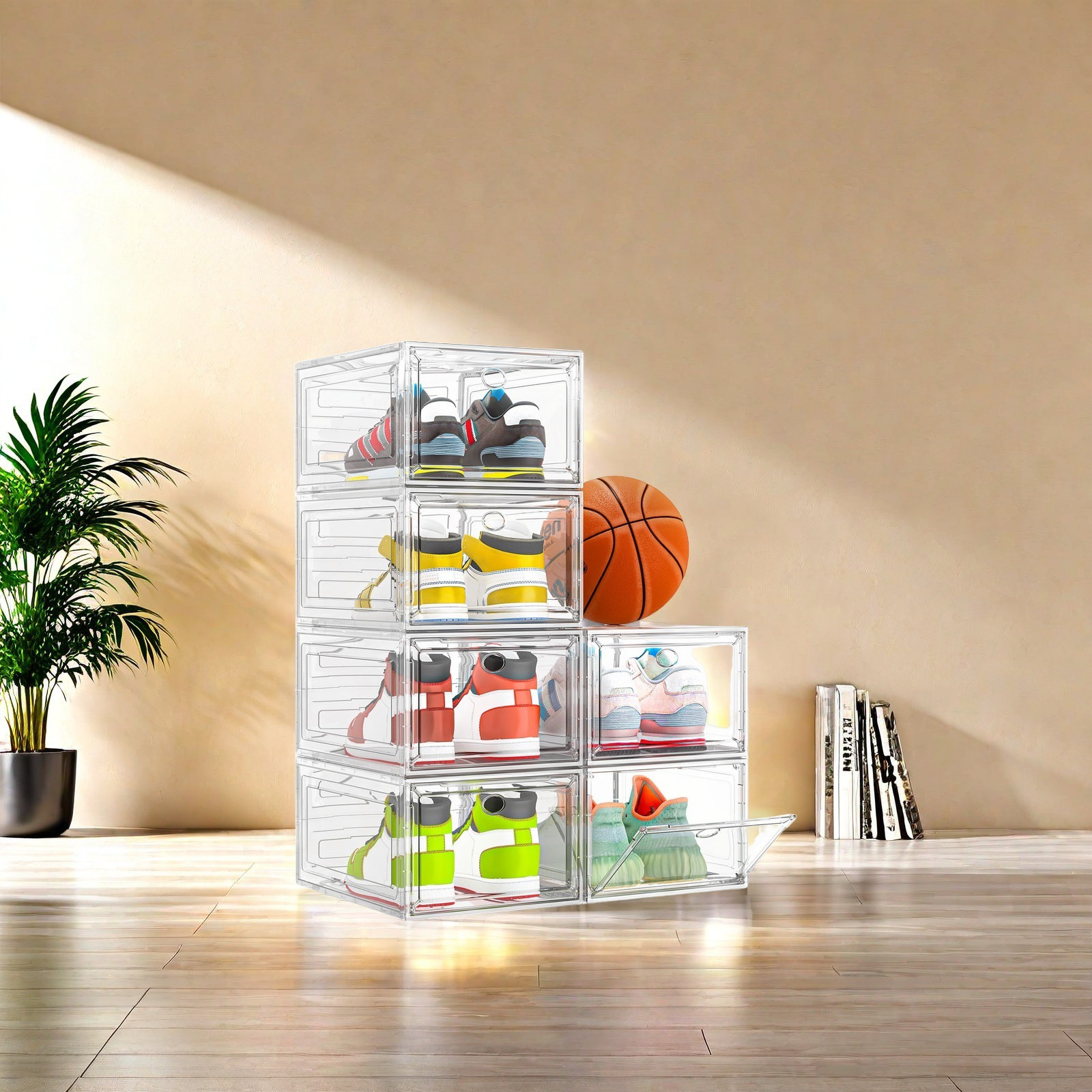 Rebrilliant Clear Shoe Storage Organizer With Magnetic Door 6 Pack ...