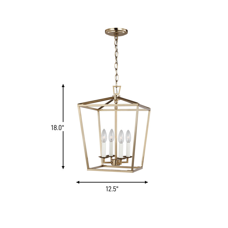 Dianna 4 - Light Chandelier, Satin Brass, 18"H x 12.5"W x 12.5"D, No 