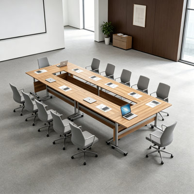 Modern Mobile Conference Table with Casters, Modular Connectable Training Table for Office Meetings and Collaborative Workspaces