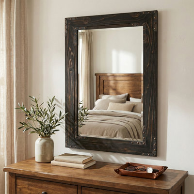 Miroir mural ferme en bois massif