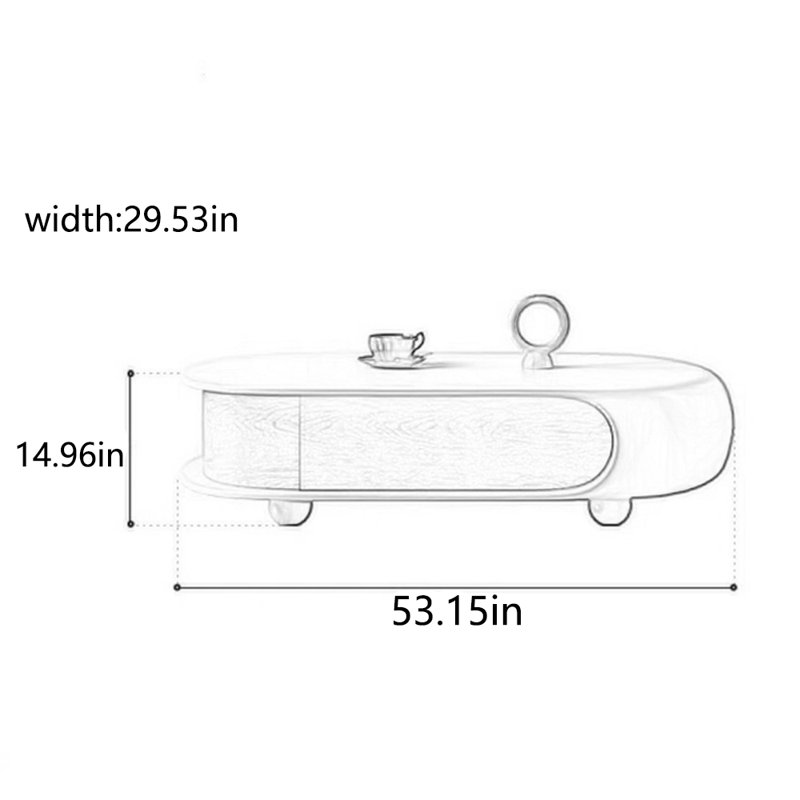 Solid wood creative advanced simple tea table, 14.96" H x 53.15" L x 29.53" W