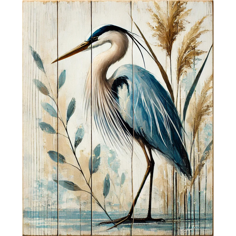 «Rustic Blue Heron», impression sur toile, H 16 po x l 12 po x P 1 po