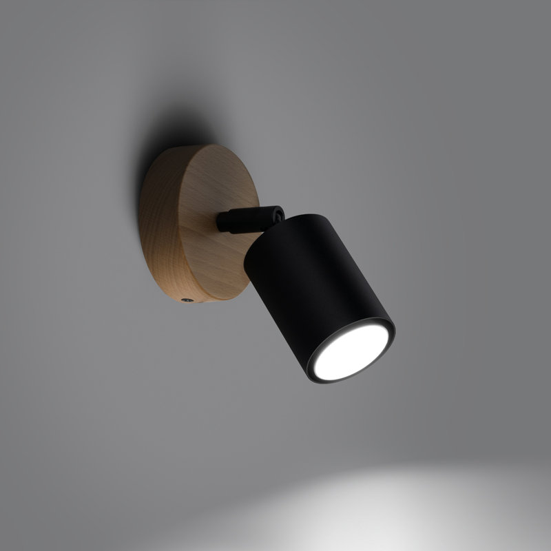 Wall lamp VERDO white, Black/Wood