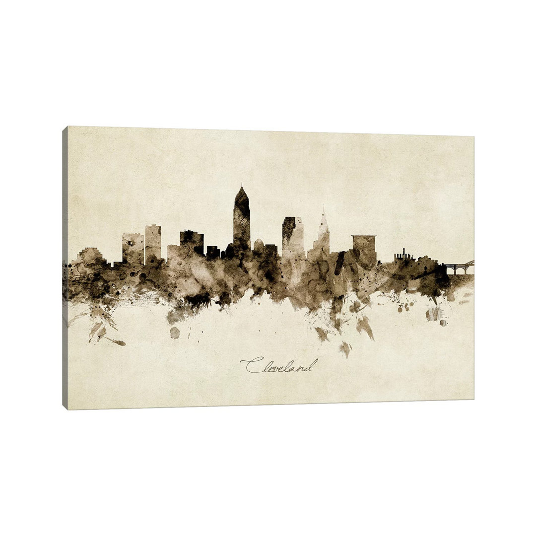 Cleveland Ohio Skyline by Michael Tompsett - Wrapped Canvas Painting