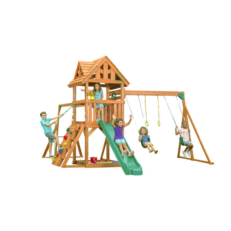 Balançoire trapézoïdale multifonctionnelle en bois pour enfants