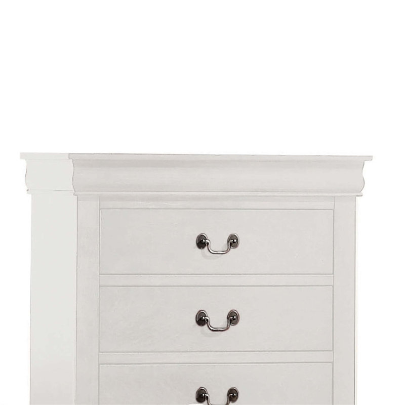 Commode 5 tiroirs avec poignée en métal, Blanc