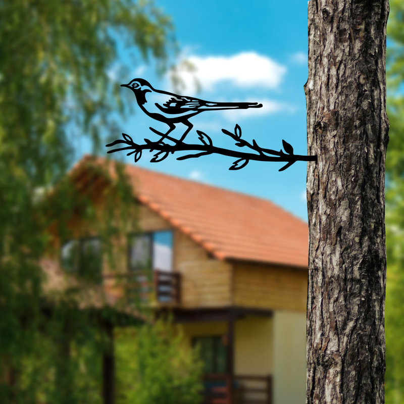 Hand-Painted Decorative Garden Object, 19.7 x 7.9 inches | Durable 100% Metal Construction, Thickness: 0.06 inches | Elegant Black Finish, No Assembly Required | Unique Color Variations for Personalized Garden Décor