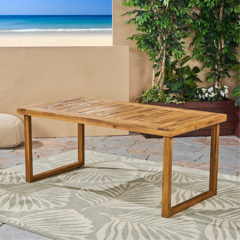 Table de salle à manger d'extérieur en bois d'acacia de 69 po, sablé