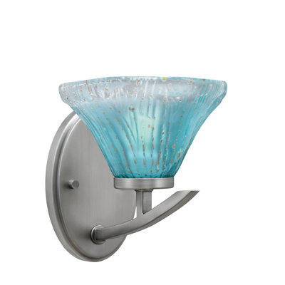 Kurve Downlight Wall Sconce With 7" Teal Crystal Glass