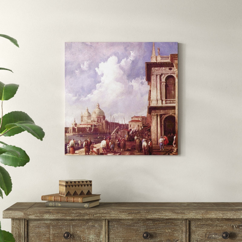 Piazza in Venice by Canaletto - No Frame Square Painting on Wood