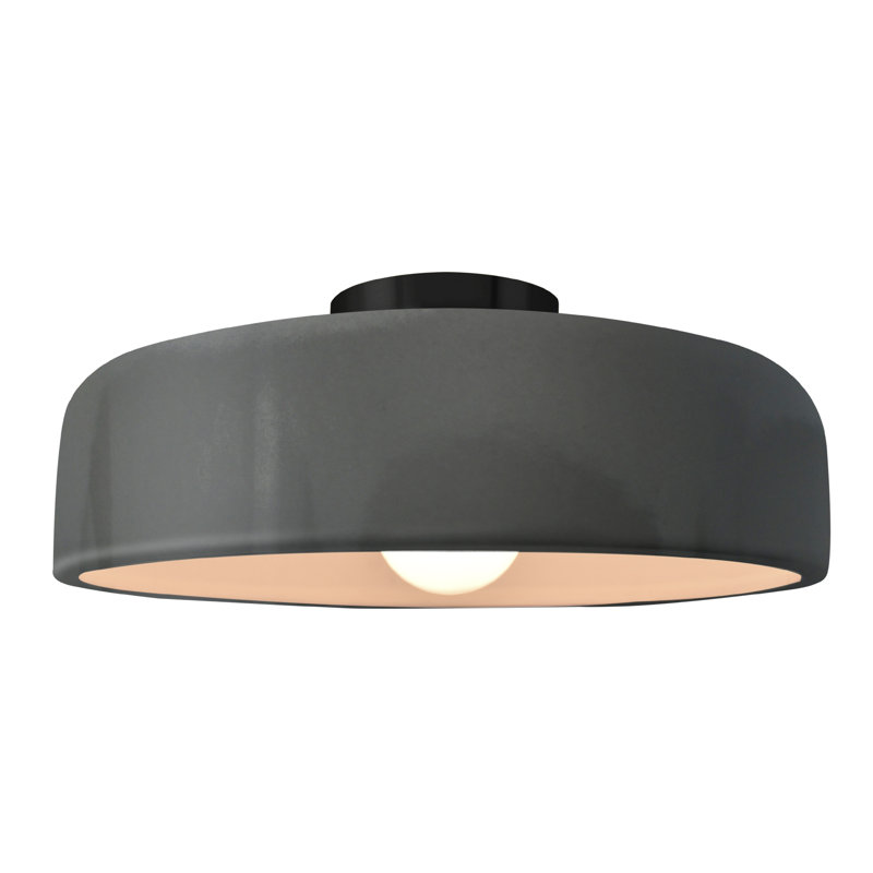 Plafonnier semi-encastré Radiance, Gris brillant, Noir mat, H 6,5 po x l 16 po x P 16 po