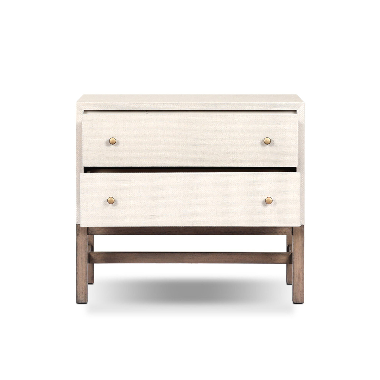 Hakana Raffia Mahogany Nightstand, Ivory Painted Raffia
