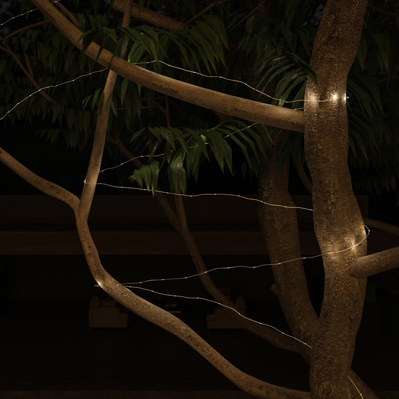 Garette Outdoor Solar String Lights Two 100 LED Strings of Warm White Fairy Twinkle Lights with 8 Modes for Patio, Yard, and Events by Pure Garden