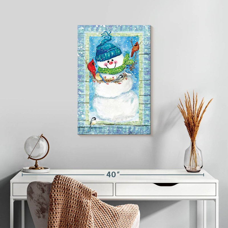 Bonhomme de neige et cardinaux Lelend, H 24 po x l 16 po