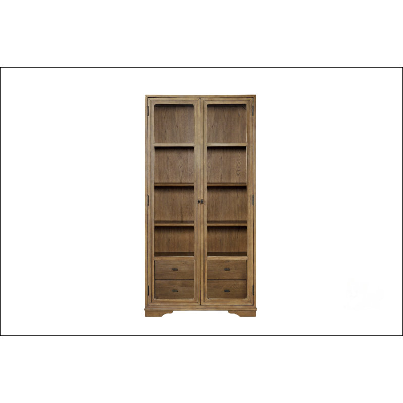 Tall Display Cabinet With Glass Doors And Multiple Shelves For Elegant Storage And Organization