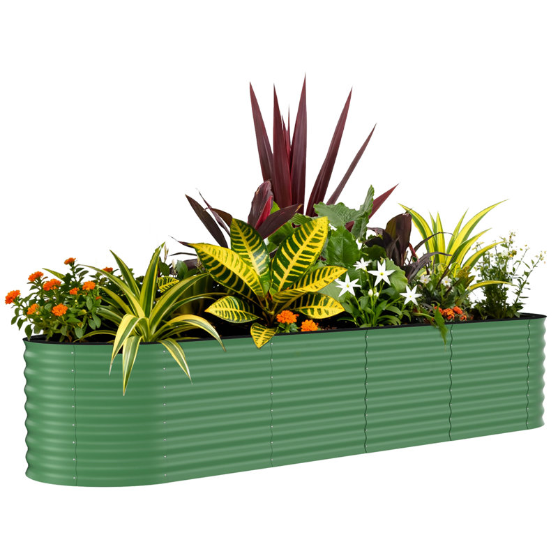 Metal Raised Garden Bed, 60cm H x 240cm W x 60cm D, Green