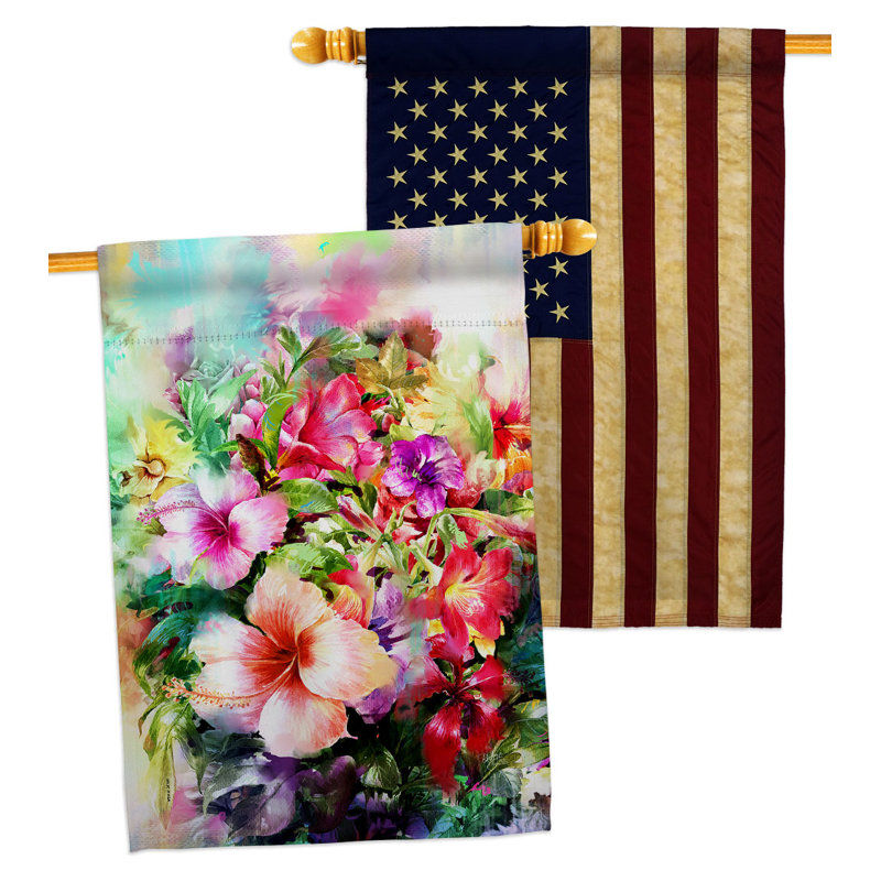 Drapeau de maison 40 po x 28 po Hibiscus Bright