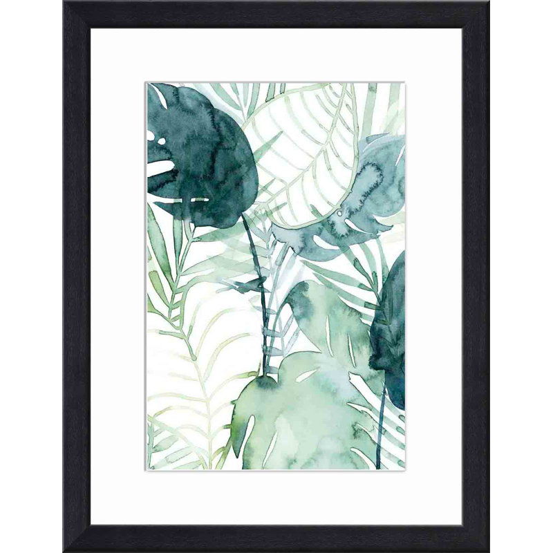 Palmiers II par Grace Popp - peinture encadrée, H 32 po x l 48 po, Noir