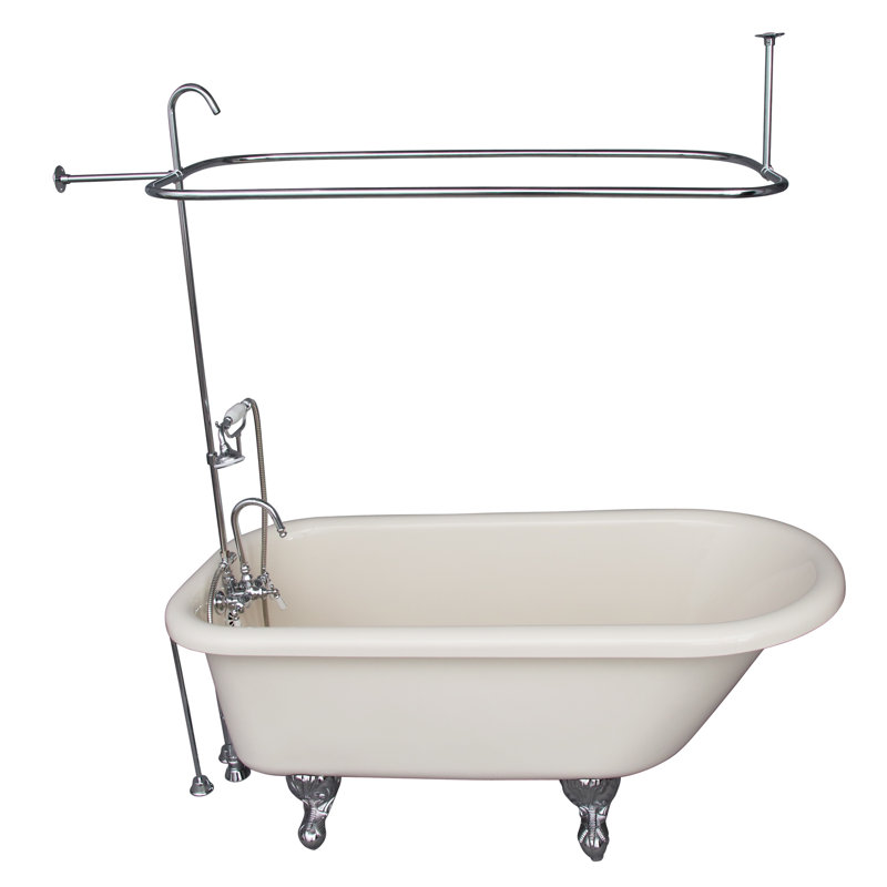 Baignoire de trempage à pattes 60" x 30", Bisque, Chrome poli