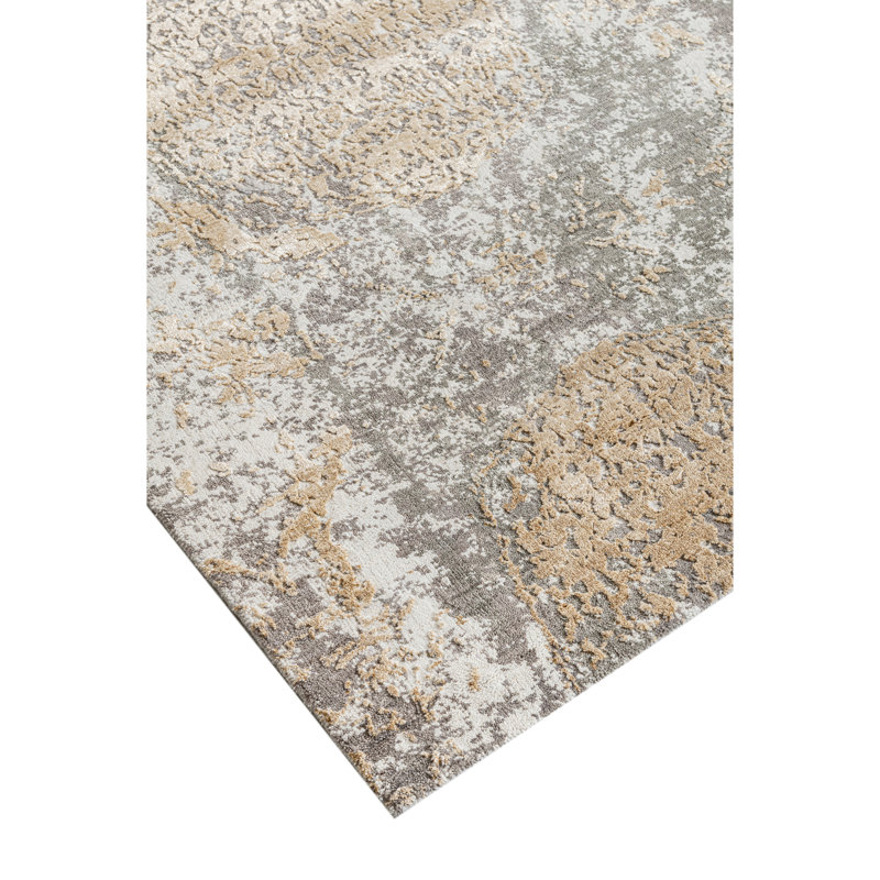 Handmade Silk and Wool Abstract Area Rug