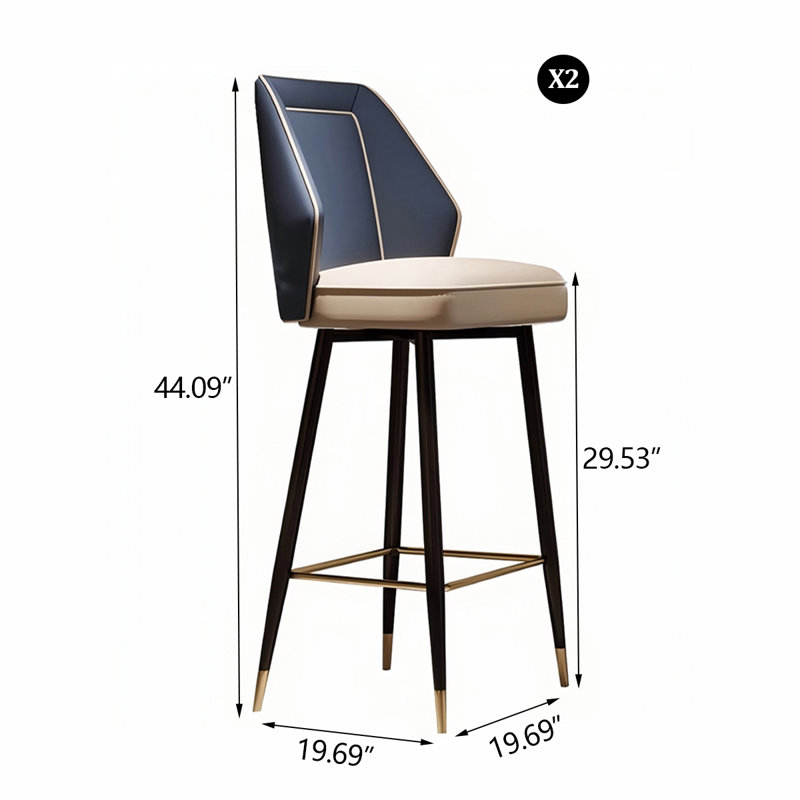 Tabouret de bar 44,09 po H-Blue Casual, Bleu, Tabouret pour bar avec une hauteur d'assise de 29,