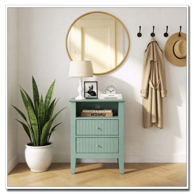 Set of 2,Fluted 2-Drawer Nightstand