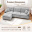 Canapé modulaire en L avec repose-pieds et canapé-lit modulaire convertible en L avec siège profond et coussin, canapé à 3 places en chenille pour le salon-129751054