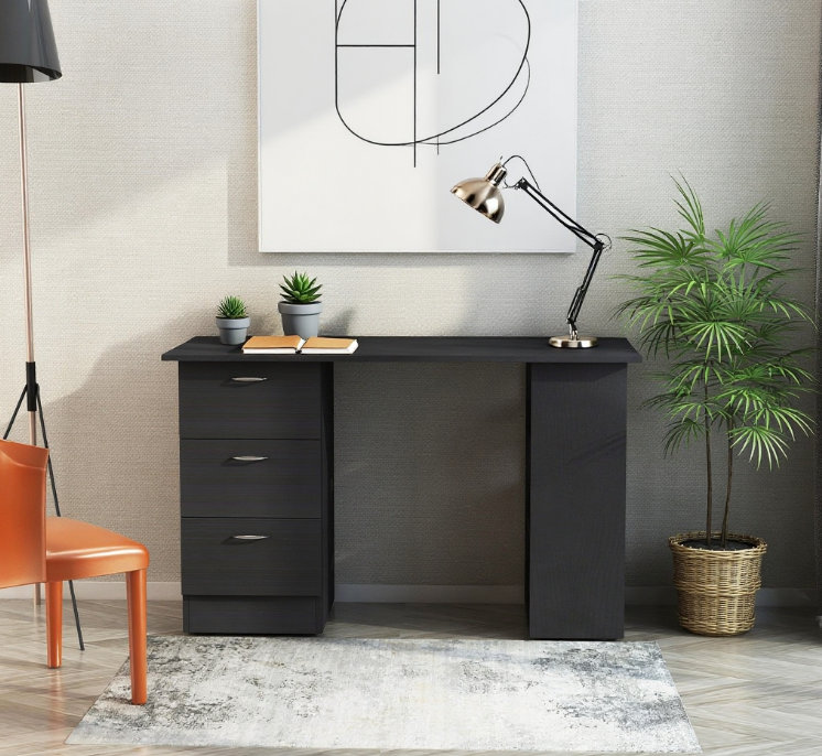 Bureau moderne à domicile avec bibliothèque et tiroirs de rangement