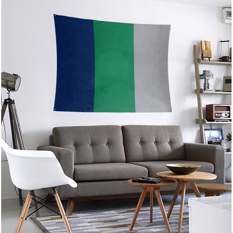 Tapisserie de polyester Vancouver, H 68 po x l 80 po, Bleu / vert / gris froid
