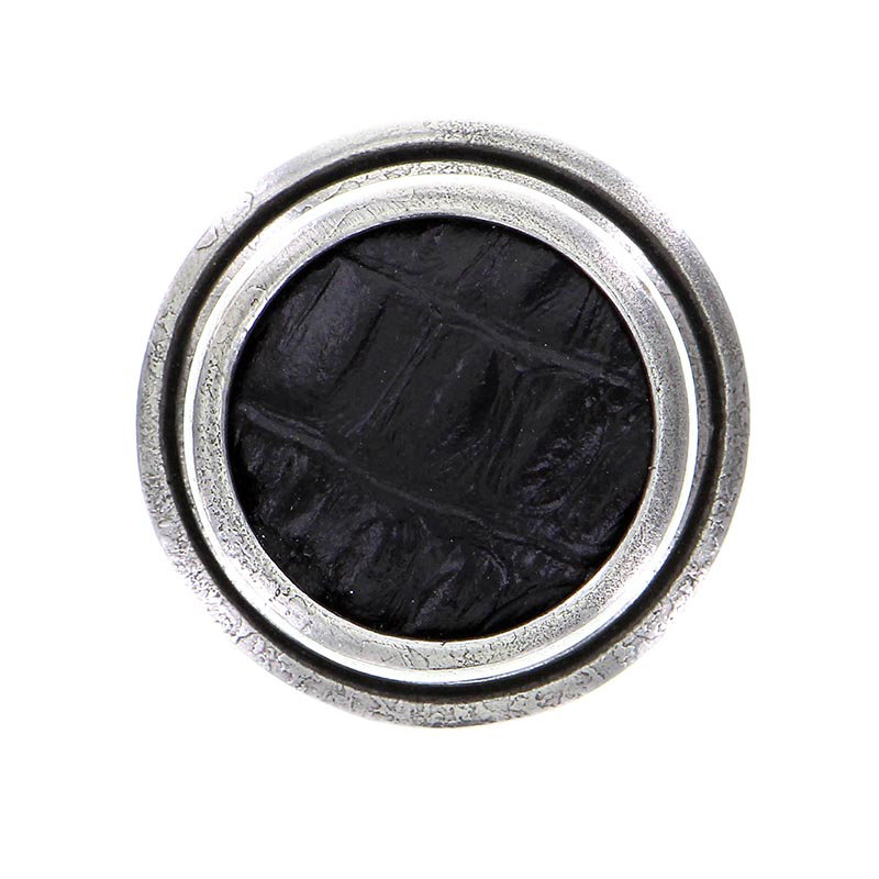 Equestre Round Knob, Small, Antique Nickel, Black Pear