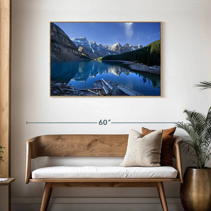 Lac pittoresque de la Moraine, Cadre flottant en bois naturel, 43 po x 29 po