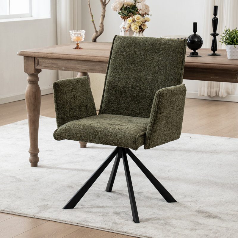 Chaise pivotante rembourrée avec pieds en métal, Vert