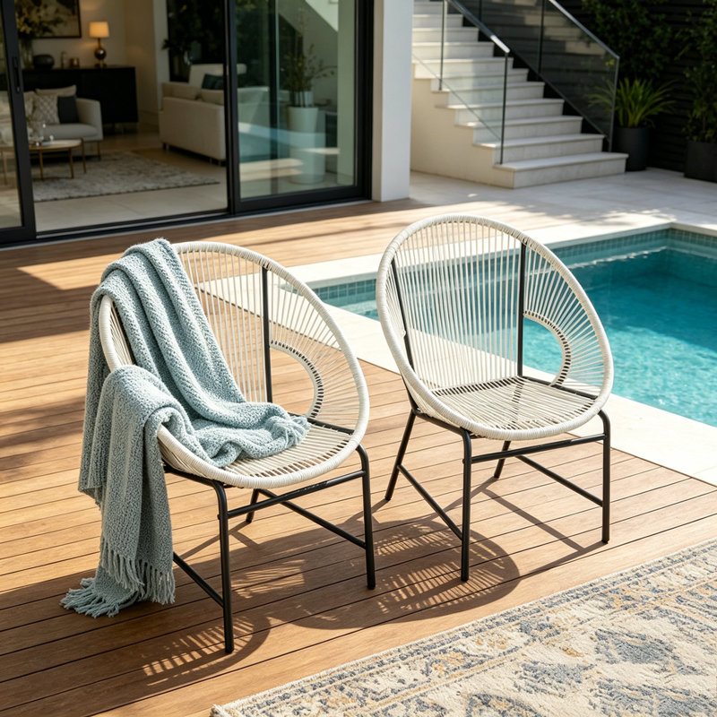 Patio Wicker Chair Set, White