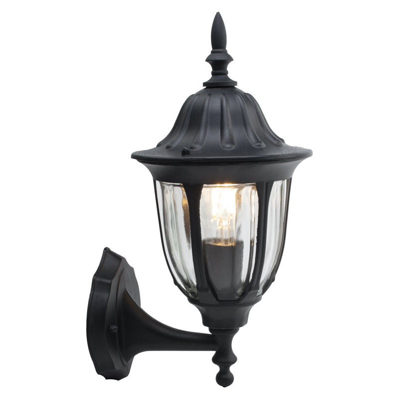 Adielle 35.5cm H Outdoor Armed Sconce, Black/Clear