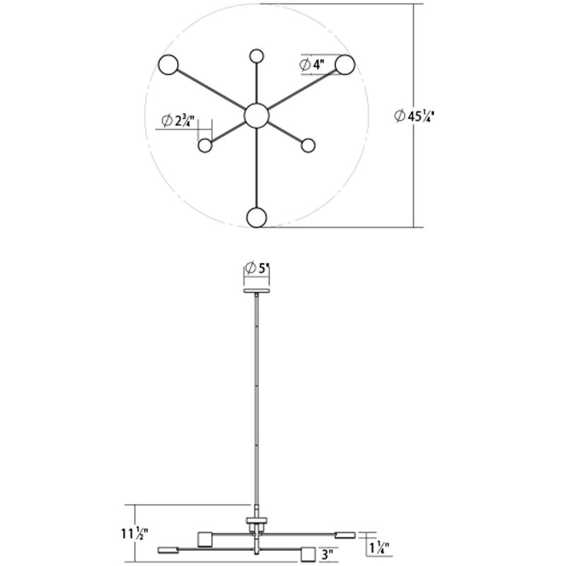 Counterpoint™ 6 - Light LED Chandelier, Bright Satin Aluminum