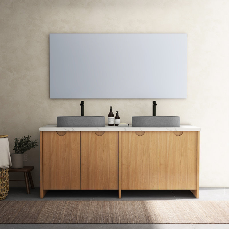 CASAINC Maple 13.77'' Concrete Oval Bathroom Sink, Mottled Bluish Gray