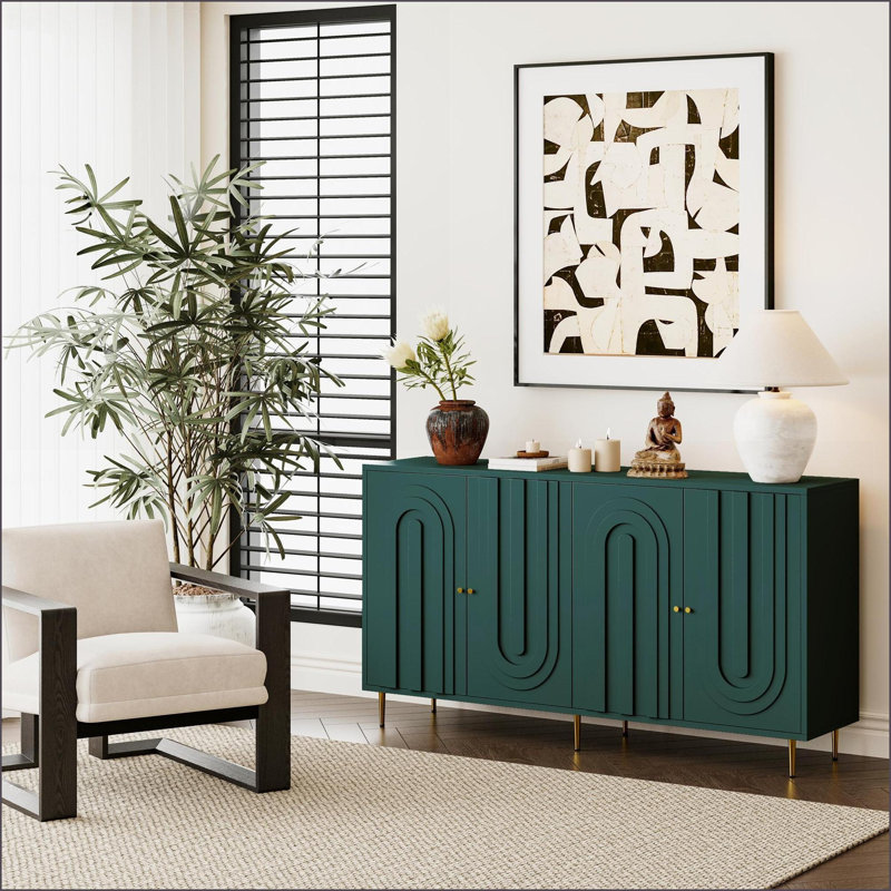Buffet Buffet minimaliste en MDF 4 portes Cabinets | Minimaliste | Salon, Vert