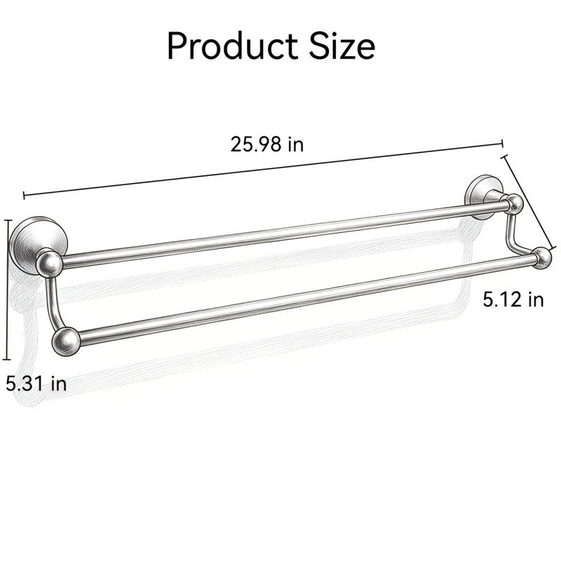 Porte-serviettes double, support mural en alliage de zinc et acier inoxydable pour salle de bain vintage, industrielle et luxueuse