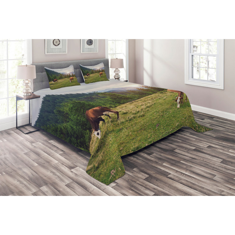 Rustic Polyester Coverlet, King Bedspread + 2 Shams