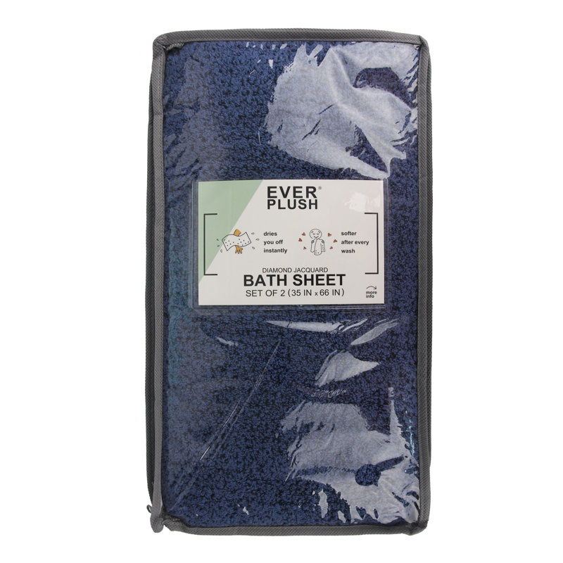 Aryon 2 Piece Bath Sheet Set, Navy