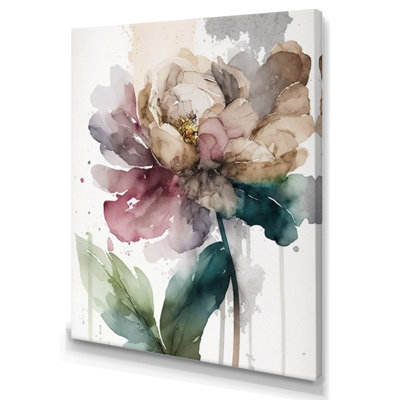 «Pink Watercolor Peony Blossoming V», reproduction sur toile