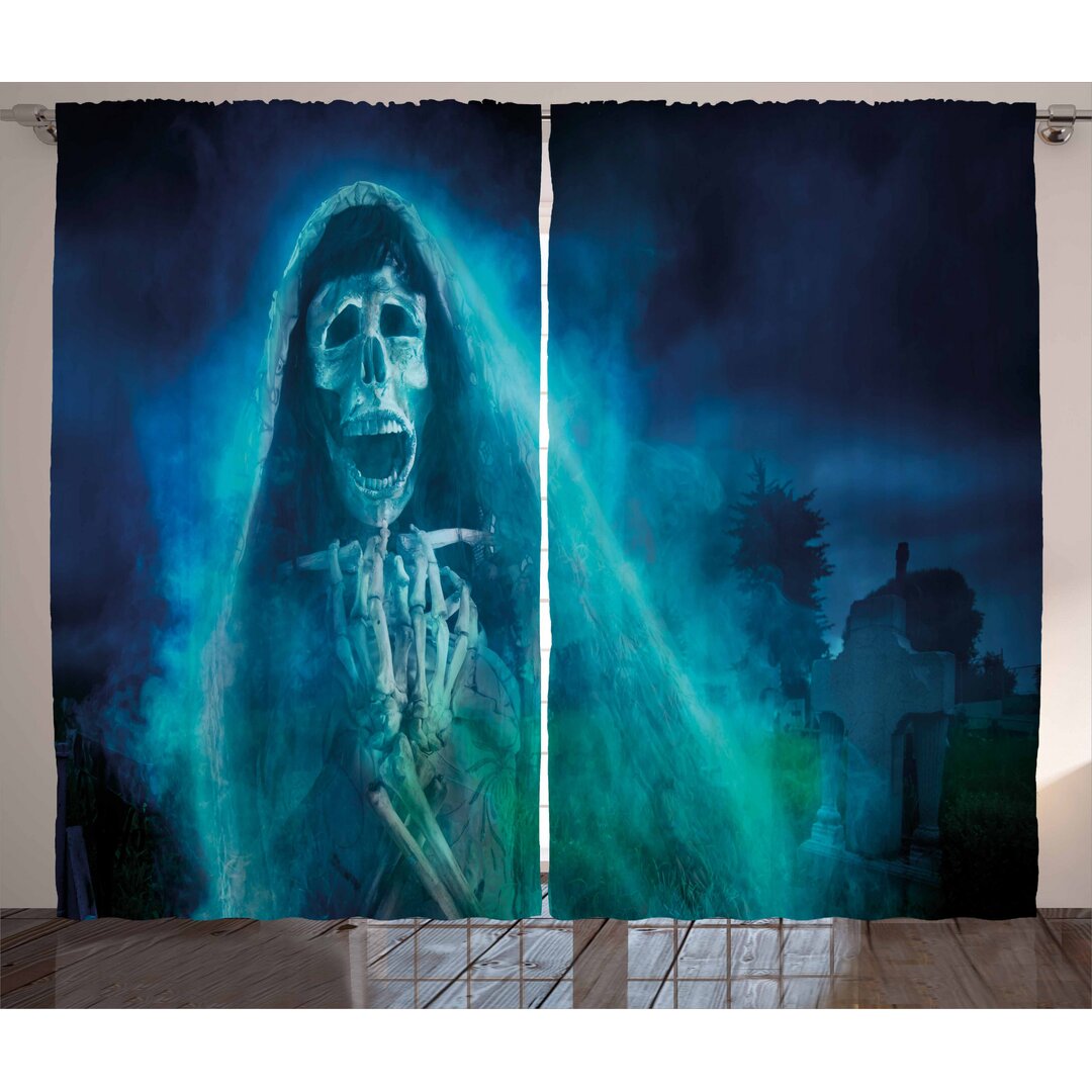 Rustikaler Vorhang, Gothic Geist, Halloween, Blau