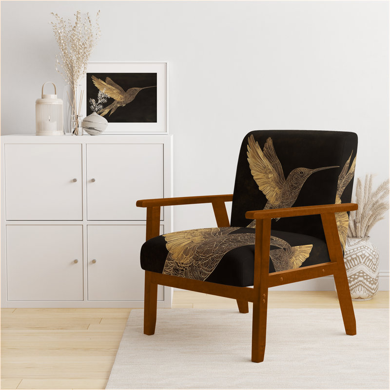 Chaise rembourrée Hummingbird - Fauteuil Mystical Hummingbird, Brown Square Arms