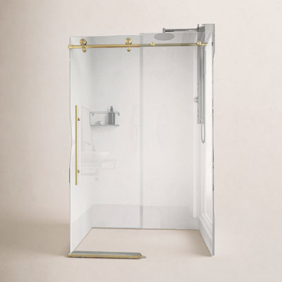 Elan E-Class 60-64" W x 76" H Sliding Frameless Shower Door with 3/8" Clear Glass