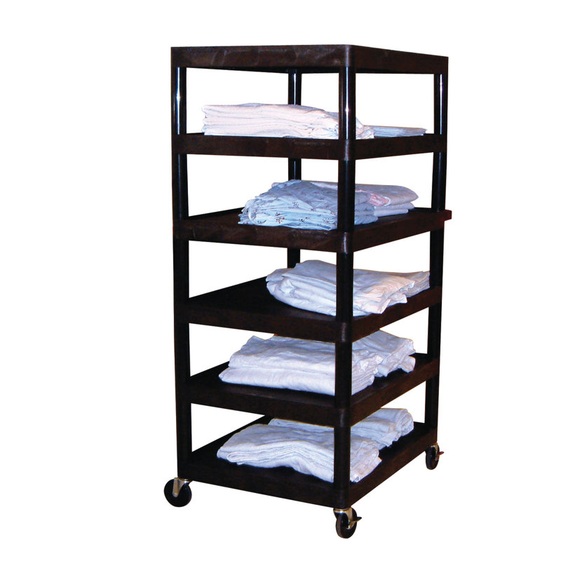 Black Thermoplastic Resin 6-Shelf Utility Cart with Locking Wheels