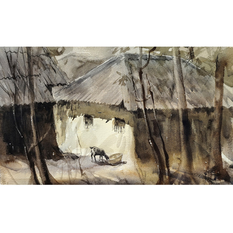 Vieux village | Aquarelle | Décoration murale | par Achintya Hazra